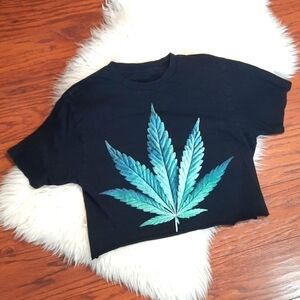 Black Distressed Festival Graphic Crop Top